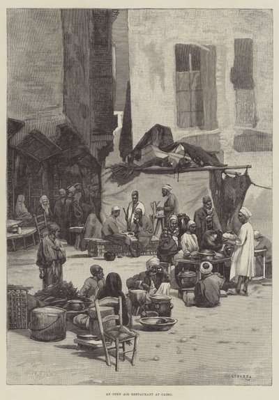 Un restaurant en plein air au Caire - Charles Auguste Loye